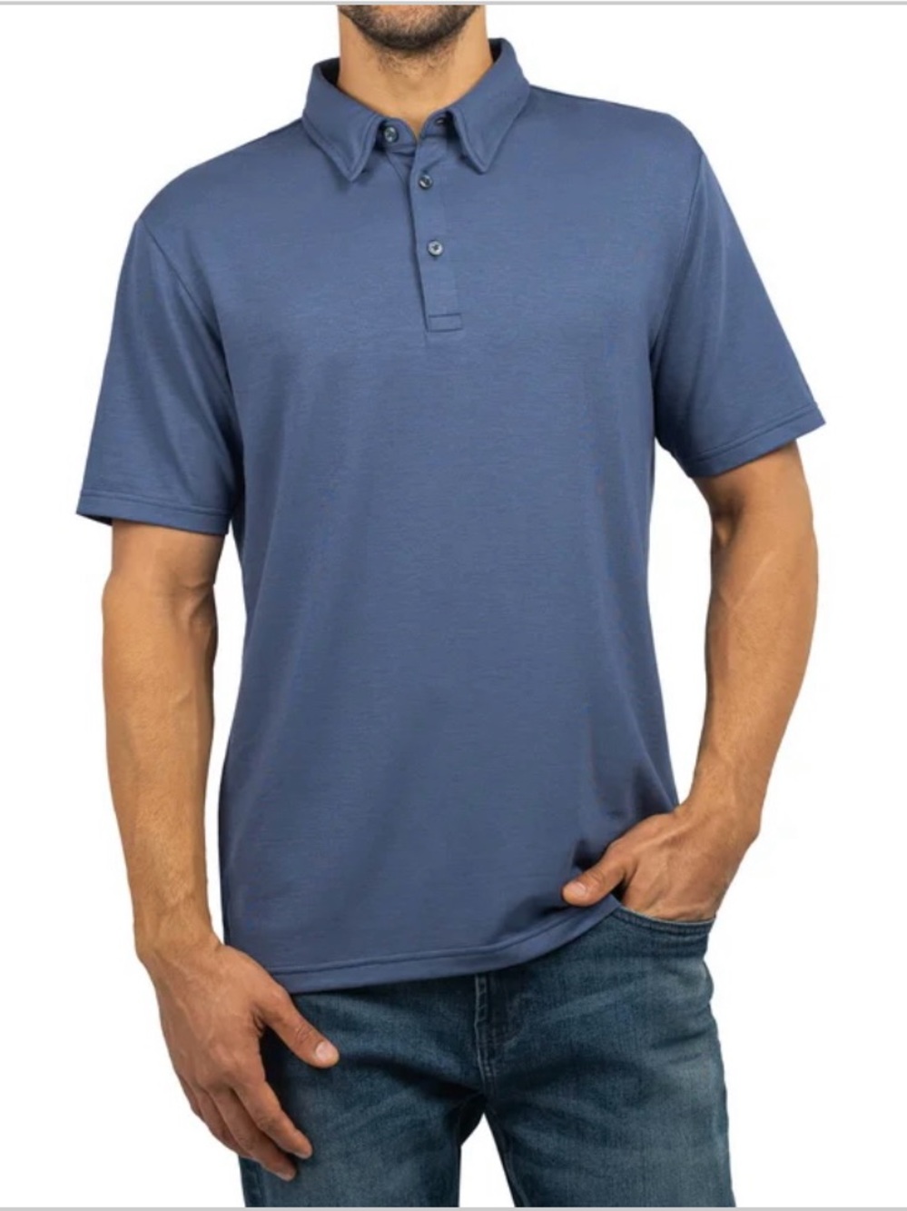 Jachs ny mens xl polo shirt blue short sleeve modal blend stretch 3 button